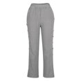 thumbnail image 5 of qolati Womens Casual Pants Straight Leg Stripe Print Side Button Down Beach Pants High Waist Lightweight Loose Palazzo Lounge Trousers with Pocket, 5 of 6