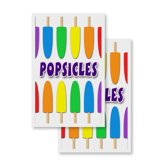 Popsicles (2-PACK) 24" x 36" Vinyl Decals | Sign Insert Peel & Stick Decals Stickers Window Signs