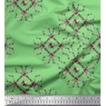thumbnail image 1 of Soimoi Green Silk Fabric Floral Wreath Geometric Decor Fabric Printed Yard 44 Inch Wide, 1 of 5