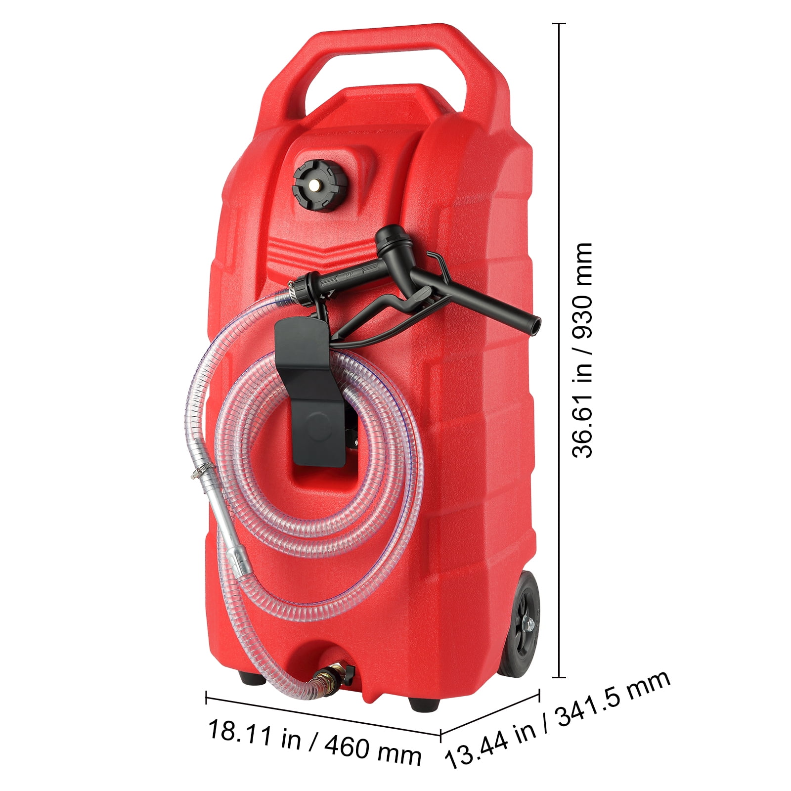 KFFKFF 16 Gallon Portable Fuel Caddy, 7.8 L/min, with Hand Pump and Rubber Wheels, Ideal for Gasoline, Diesel, Machine Oil Storage and Transfer for Cars, Mowers, Tractors, Boats, and Motorcycles