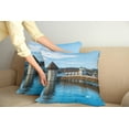 thumbnail image 2 of Ambesonne Rustic Throw Pillow Cover 2 Pack, European Town Bridge, 20", Blue Brown, 2 of 5