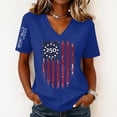 thumbnail image 2 of Evdexr Woens 250th Anniversary Usa T Shirt 4th Of July Short Sleeve Shirts Patriotic V Neck Red Blue and White Tops 1776 2026 Stars and Stripes Plus Size Tees Blue XL, 2 of 5