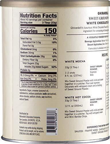 Ghirardelli Chocolate Sweet Ground White Chocolate Powder, 50 Oz
