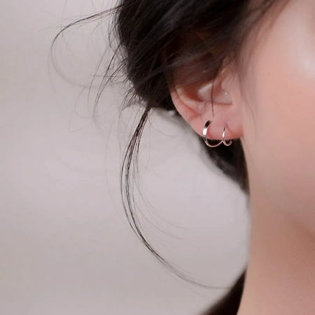SDNall Gold Hoop Earrings Small Hoop Earrings Spirall Hoop Twists Earrings Double Twists Hoop Earrings for Piercing | Small Spirall Cartilage Hoop Earring | Double Piercing Earrings for Women