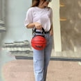 thumbnail image 3 of Basketball Shaped Handbags Purse Tote Round Shoulder Messenger Cross Body PU Bag Adjustable Strap for Women Girls, 3 of 7