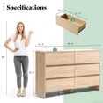 thumbnail image 3 of REKHHY 6 Drawer Dresser for Bedroom, 49" Long Modern Chest of Storage Drawers with Rounded Corners, Anti-Tip Kit, Wood Cabinet Organizer for Closet, Apartment, Nursery, Easy Assembly, Light Oak, 3 of 10
