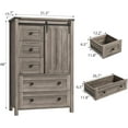 thumbnail image 2 of Yeshouse Tall Dresser with 5 Drawers, Sliding Barn Door, Adjustable Shelf and Handles, Gray, 2 of 8