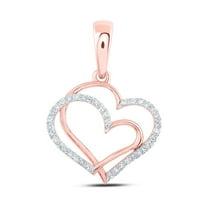 10kt Rose Gold Womens Round Diamond Heart Pendant 1/8 Cttw