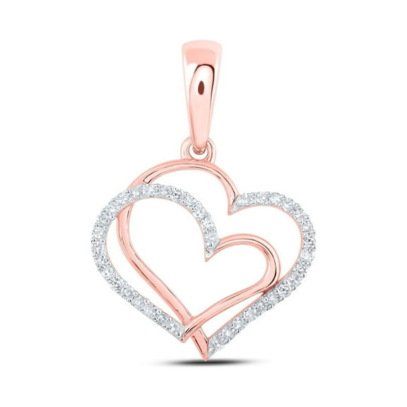 10kt Rose Gold Womens Round Diamond Heart Pendant 1/8 Cttw