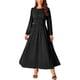 thumbnail image 1 of INSPIRE CHIC Vestidos de Mujer Cuello Redondo Mangas Largas de Linterna Vestido Maxi Formal de Chifón S Negro, 1 of 5