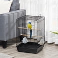 thumbnail image 2 of 23" Bird Cage Flight Parrot House Cockatiels Playpen with Open Play Top and Feeding Bowl Perch Pet Furniture Black, 2 of 9