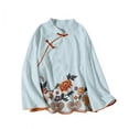 thumbnail image 2 of Neewe Linen Embroidered Womens Long Sleeve Shirts Casual Summer Fashion Ladie Tops Loose Fit Spring Lightweight Clothes Beach Vacation, 2 of 5