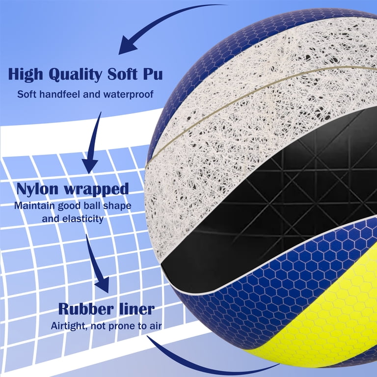 Magicorange 6-Pack Official Size 5 Volleyballs - Soft Touch PU Leather, Indoor/Outdoor & Beach, Includes Pump & Mesh Bag
