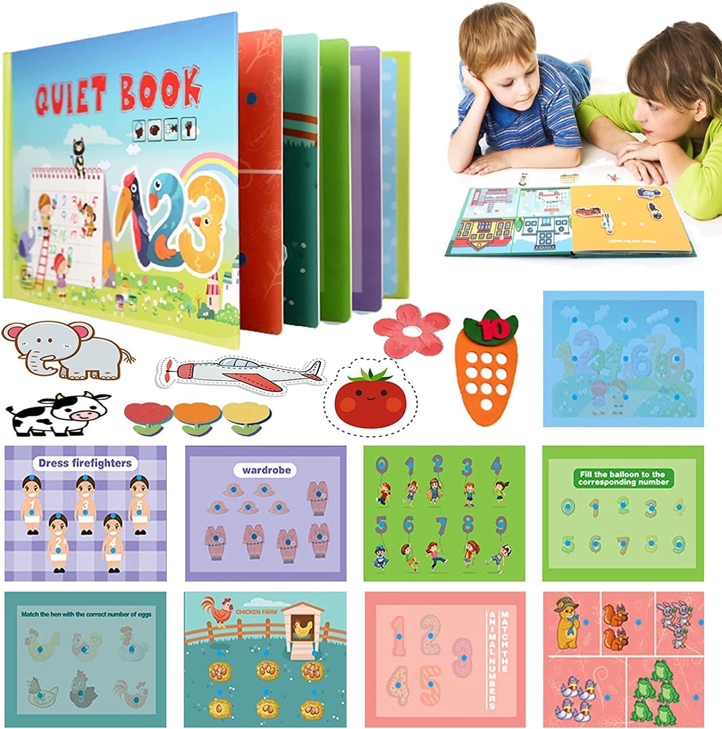 Preschool Learning Quiet Book for Toddlers, Montessori Activity Toys
