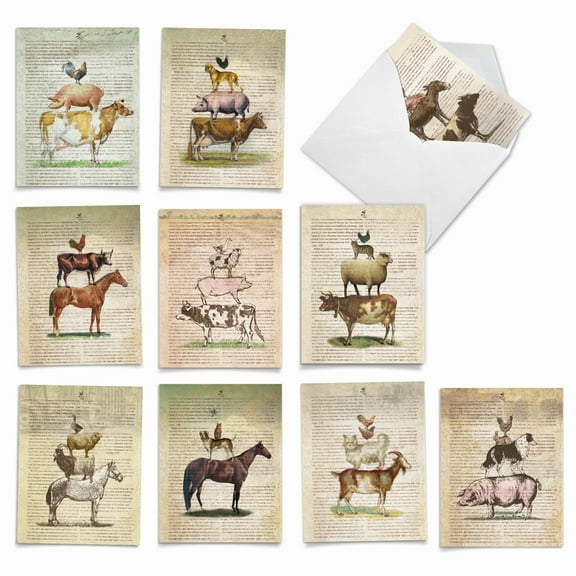 10 Thank You Note Cards Pack (4 x 5.12 Inch) - FARM STAND M6595TYG