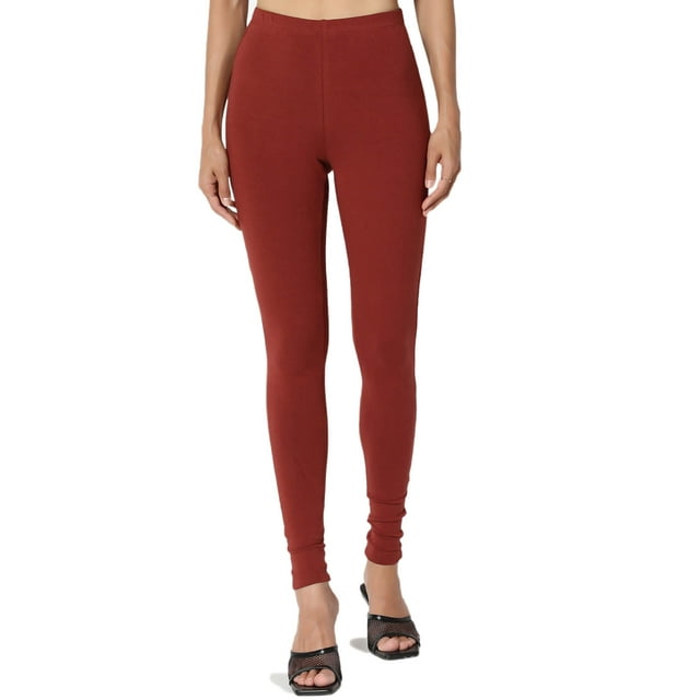 TheMogan Women's PLUS Luxe Cotton Jersey Mid Rise Long Full Length Ankle Leggings