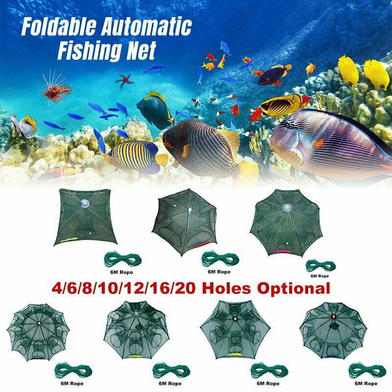 24 Holes Foldable Fishing Shrimp Fish Crab Yabbie Bait Trap Cast Dip Net    ！P 