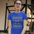 thumbnail image 3 of Tee Hunt Merry Christmas T-Shirt Cute Bullfinch Ugly Sweater Theme Xmas Women's T-Shirt Tee, Blue, 3X-Large, 3 of 5