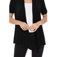 thumbnail image 5 of Women's Casual Short Sleeve Draped Open Front Solid Cardigan, 5 of 6