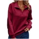 thumbnail image 2 of Heisall Womens Sweatshirts Long Sleeve V Neck Zip Up Solid Color Embossed Casual Knit Pullover, 2 of 8