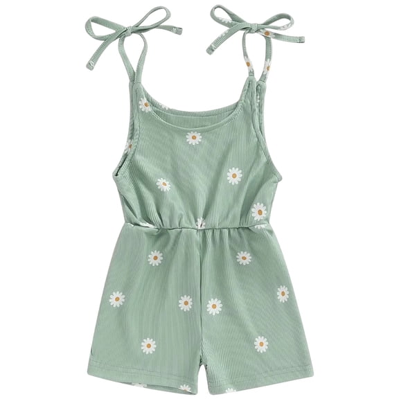 Povozer Toddler Jumpsuit Toddler Girl Clothes Girls Summer Rompers with Pockets Cami Spaghetti Strap Romper with Belt,Size 12-18 Months,Green