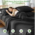thumbnail image 6 of AiAngu Breathable Bamboo Queen Sheet Set, Luxury Soft 4 Pieces Bed Sheets with 16" Deep Pocket, Black, 6 of 8