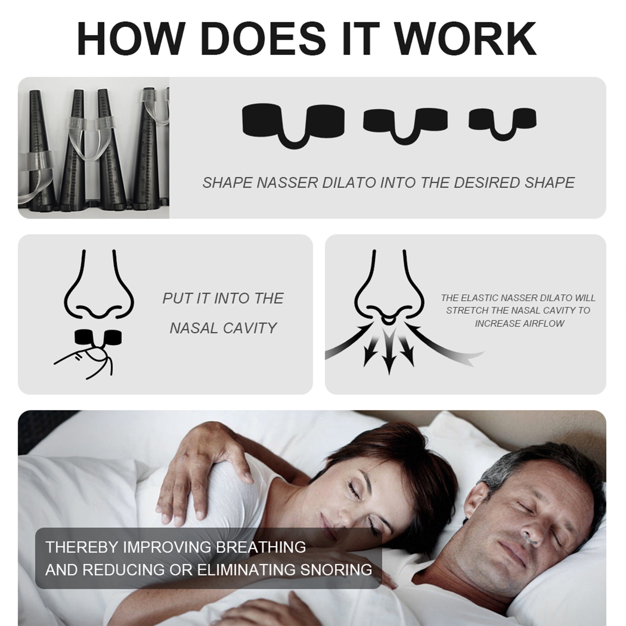 KOHEEL DR Anti Snoring Device Nose Vents，Stop Snoring Soft Silicone Nose Vents，Snoring Solutions to Improve Nighttime Sleep，6 Count, Various Sizes