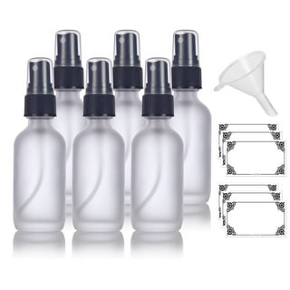 JUVITUS 2 oz / 60 ml Clear Glass Boston Round Graduated Measurement Glass  Dropper Bottle (6 Pack) + Funnel