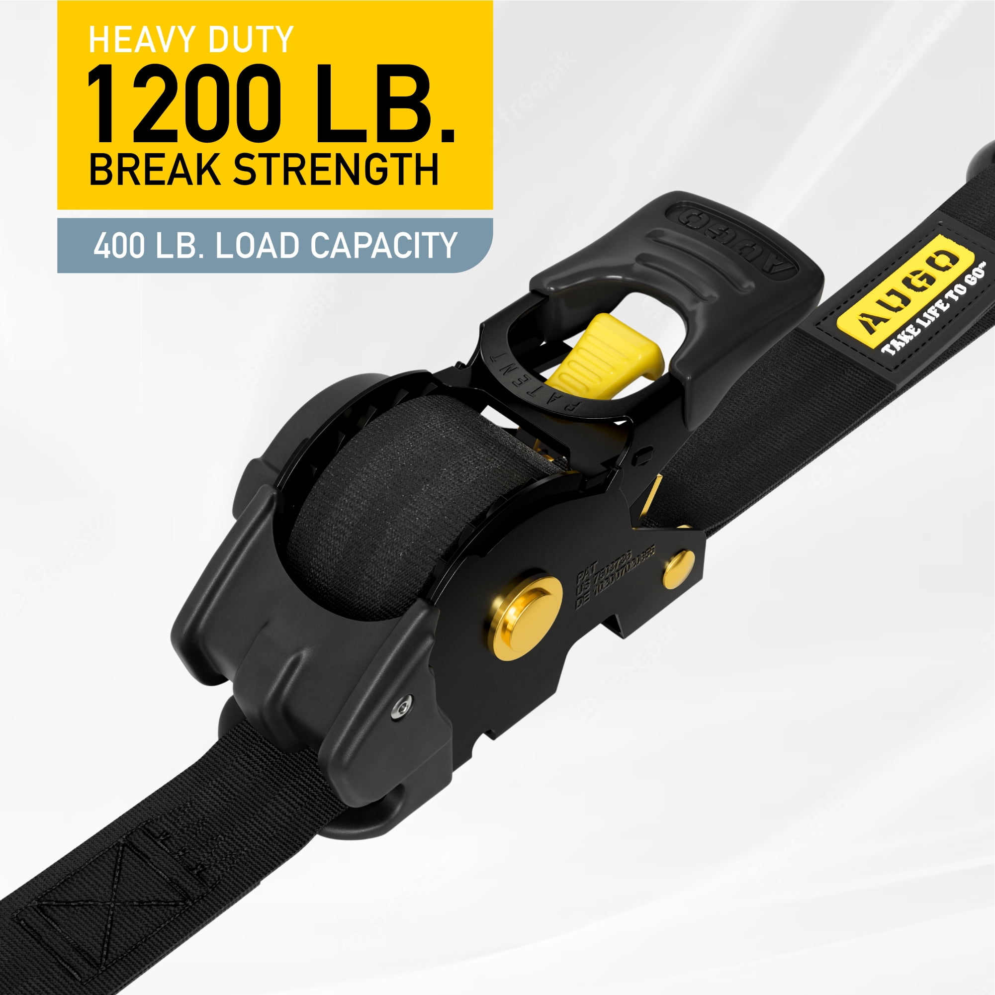 AUGO Retractable Ratchet Straps | 2 Heavy Duty Ratchet Straps Self Retractable Tie Down Straps with Soft Loops & Storage Bag for Motorcycle, Truck, Trailer, Cargo Van |1200 Lb Break Strength 1” x 10’