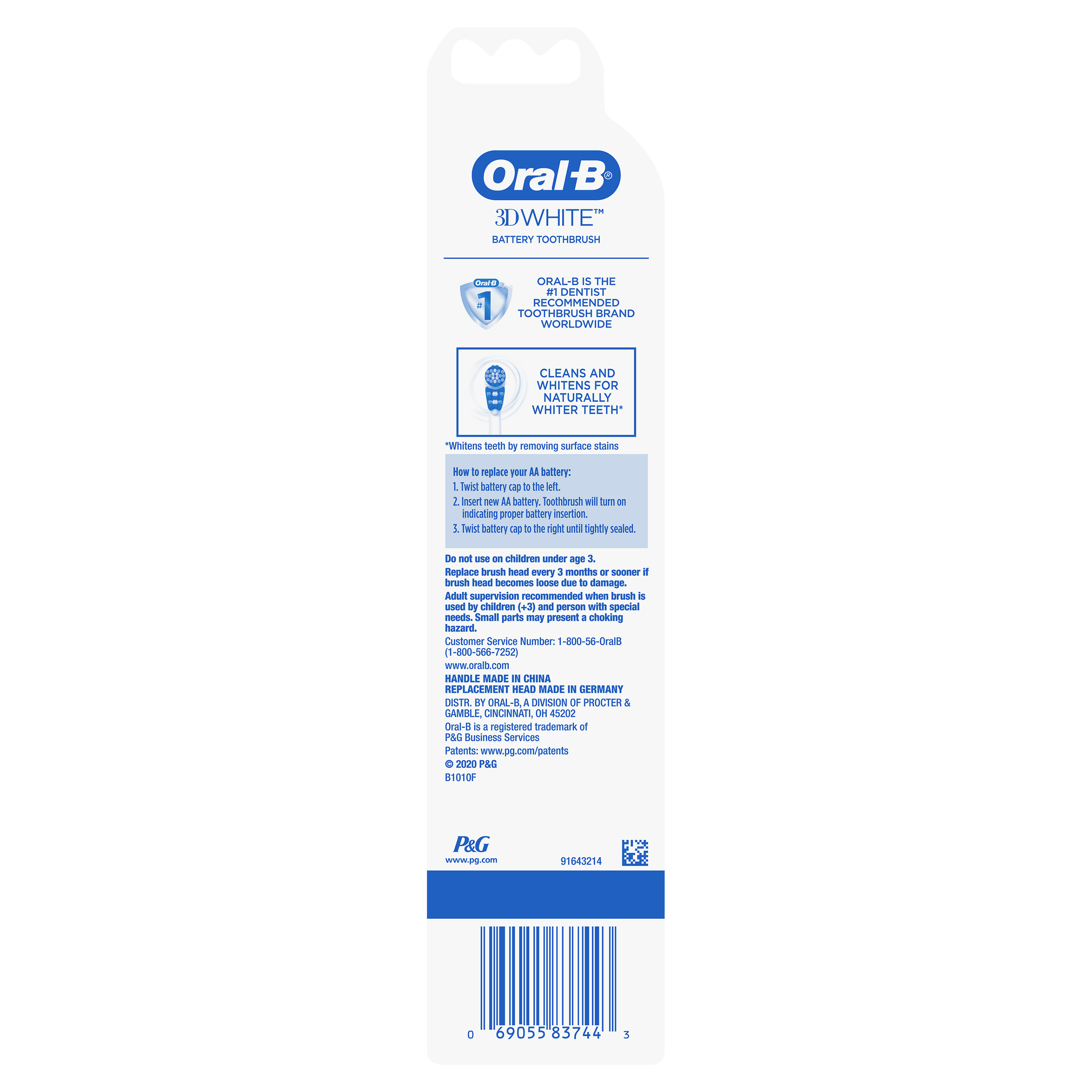Oral-B 3D White Battery Toothbrush, 1 Count, Colors May Vary, for Adults and Children 3+ - image 3 of 9