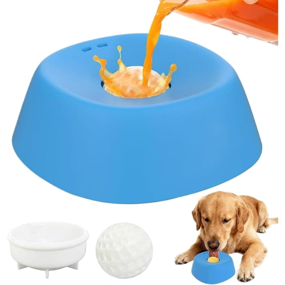 Dog Lick Bowl,Slow Feeder Dog Bowls for Liquid with Rolling Ball, Interactive Lick Bowl Anti-Slip Slow Feeder for Wet Food, Water & Treats Lick Toy for Dogs Cats Large Medium Small