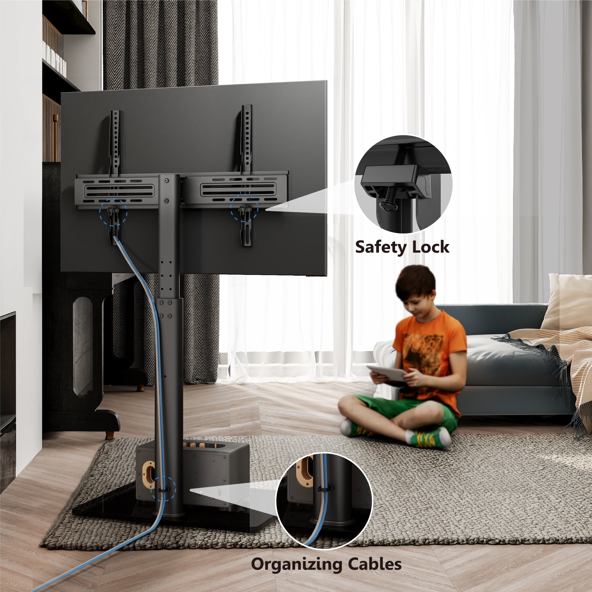 FITUEYES Universal TV Stand Base with Swivel Mount Height