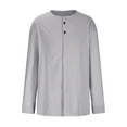 thumbnail image 3 of Under $10 Linen Shirts for Men Lightweight Long Sleeve Regular Fit Button Down Shirt Casual Summer Beach Collarless T Shirts Tops, 3 of 5