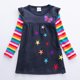thumbnail image 2 of Vestido Para Niñas, Ropa Para Niñas, Ropa De Otoño Para Niños, Vestido De Manga Larga Con Bordado De Mariposa Y Estrellas, Arcoíris, Dos Bolsillos, Azul Marino Odeerbi  LM103-184, 2 of 9