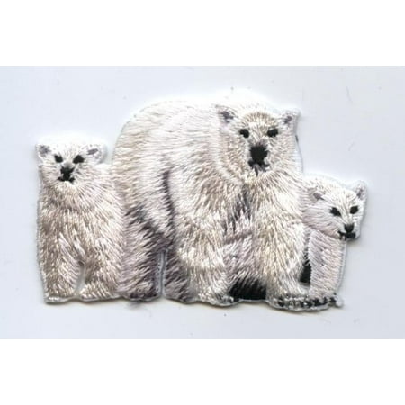 Polar Bear Patch - Polar Bear Family - Iron On Embroidered Applique Patch