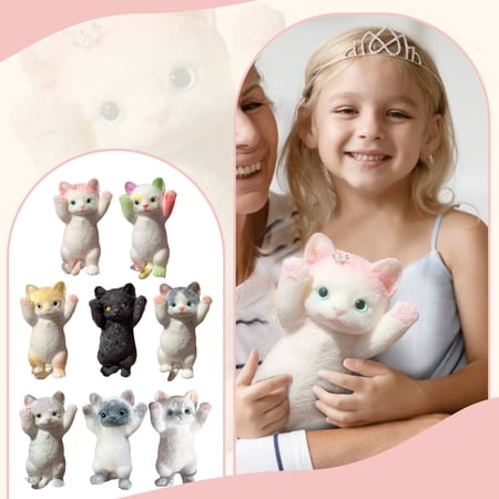 Fluffy Cat Squishy Dolls - Ultra Soft Furry Slow Rising Pinch Cat Velvety Dough-Like Stress Relief Squeeze Doll for Anxiety & Relaxation