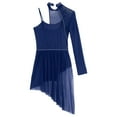 thumbnail image 7 of TiaoBug Women's Lyrical Ballet Contemporary Dance Ice Skating Asymmetrical Dress Navy Blue L, 7 of 7