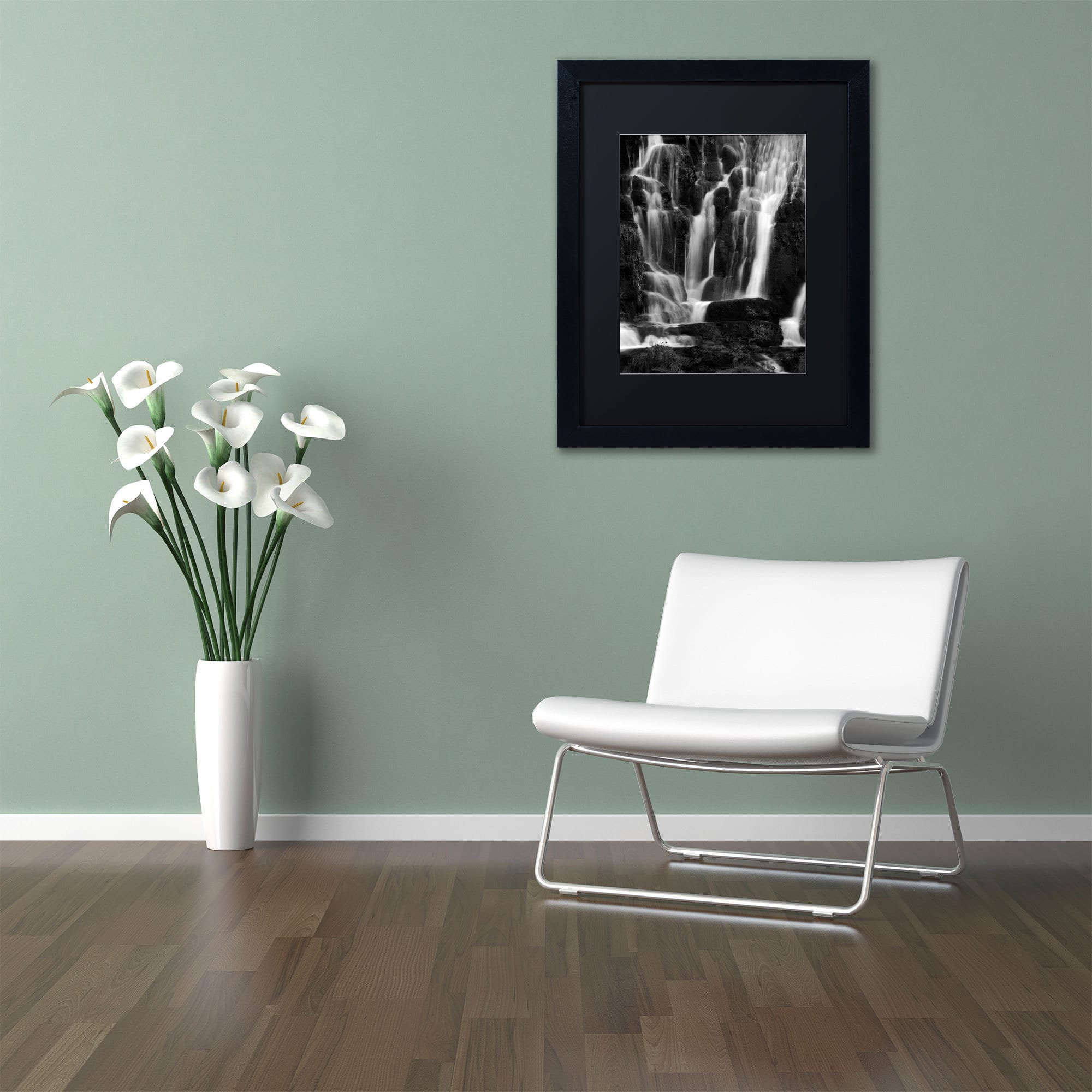 Trademark Fine Art "White Waterfall" Canvas Art by Philippe Sainte-Laudy, Black Matte, Black Frame
