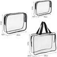 thumbnail image 3 of Juego de 3 bolsas de maquillaje transparentes, bolsa de aseo transparente, PVC transparente impermeable con asa de cremallera, bolsa de equipaje de viaje portátil, 3 of 5