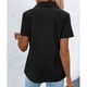 thumbnail image 4 of Camiseta de mujer Manga corta Cremallera Botón Decoración Bolsillos delanteros Blusa para viajes de verano Negro M, 4 of 6