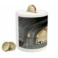 thumbnail image 2 of Gothic Piggy Bank, Middle Age Balcony of Stone Castle with Candles Renaissance Inspired Vintage Design Print, Ceramic Coin Bank Money Box for Cash Saving, 3.6" X 3.2", Grey, by Ambesonne, 2 of 4