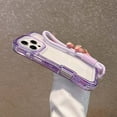 thumbnail image 3 of For iPhone 16 Clear Phone Case,3-in-1 Heavy Duty Protection,With Wrist Strap,Transparent Back,Shockproof Bumper Military Drop Protection Anti-Scratch Rugged Phone Case,Purple, 3 of 10