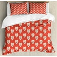 thumbnail image 1 of Love Duvet Cover Set Queen Size, Hipster Hearts Pattern with Love You Texts Heart Shapes Valentines Day Theme, Decorative 3 Piece Bedding Set with 2 Pillow Shams, Vermilion Multicolor, by Ambesonne, 1 of 3