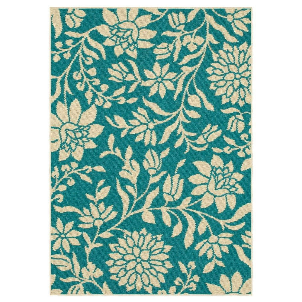 Mainstays Blue Floral Outdoor Area Rug, 6' x 9'