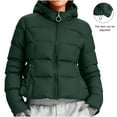 thumbnail image 5 of Itsame Puffer Coats for Womens Winter Jackets Hood Solid Color Casual Zipper Cotton for Women Waterproof Jacket Green Size 3XL, 5 of 9