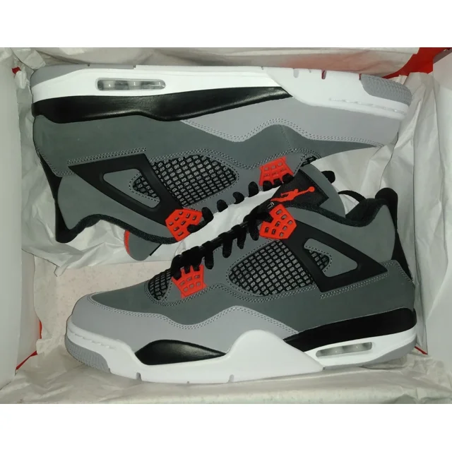A i r-Jor-dan 4 Retro Dark Grey/Infrared 23-Black DH6927-061 Men's Size 12