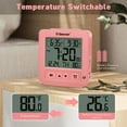 thumbnail image 3 of Geevon Smart Night Light Small Digital Alarm Clock with 2 Increasing Beep Alarm, Indoor Temperature, Battery Operated Travel Alarm Clock for Bedroom, Bedside, Desk(Pink), 3 of 9