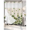 thumbnail image 4 of St. Patrick's Day No Hook Shower Curtain Waterproof,Bathroom Curtains with Snap in Liners and See Through Top Window,Spring Green Shamrock Botanical Beige Hotel Bathtub Curtains Shower 72"Wx78"L, 4 of 8