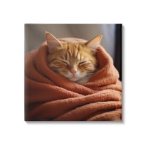 Stupell Industries Cuddling Sleepy Cat Animals & Insects Painting Gallery Wrapped Canvas Art Print Wall Art, 24 x 24