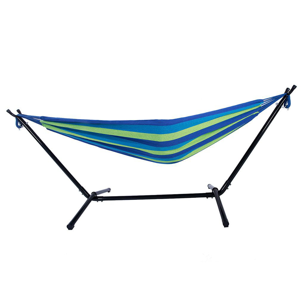 TureClos Polyester Outdoor Portable Stripe Hammock and Stand Set Summer Outdoor Relax Camping Hiking Hammock Bed